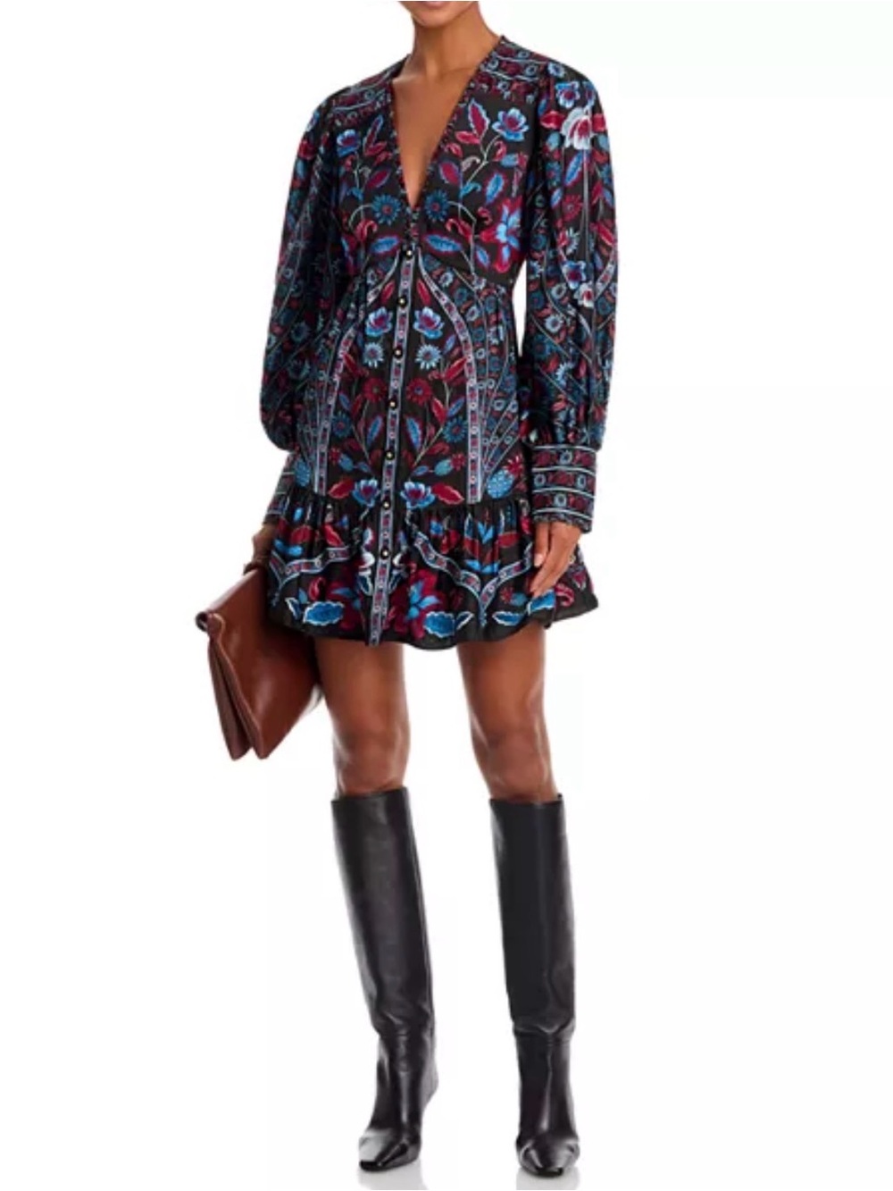 Farm Rio Marcelle Long Sleeve Mini Dress